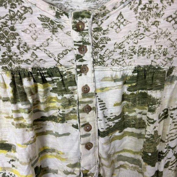 Anthropologie Pilcro Women's Tee Size M Oversized Ruched Henley Green Cotton - Picture 6 of 10